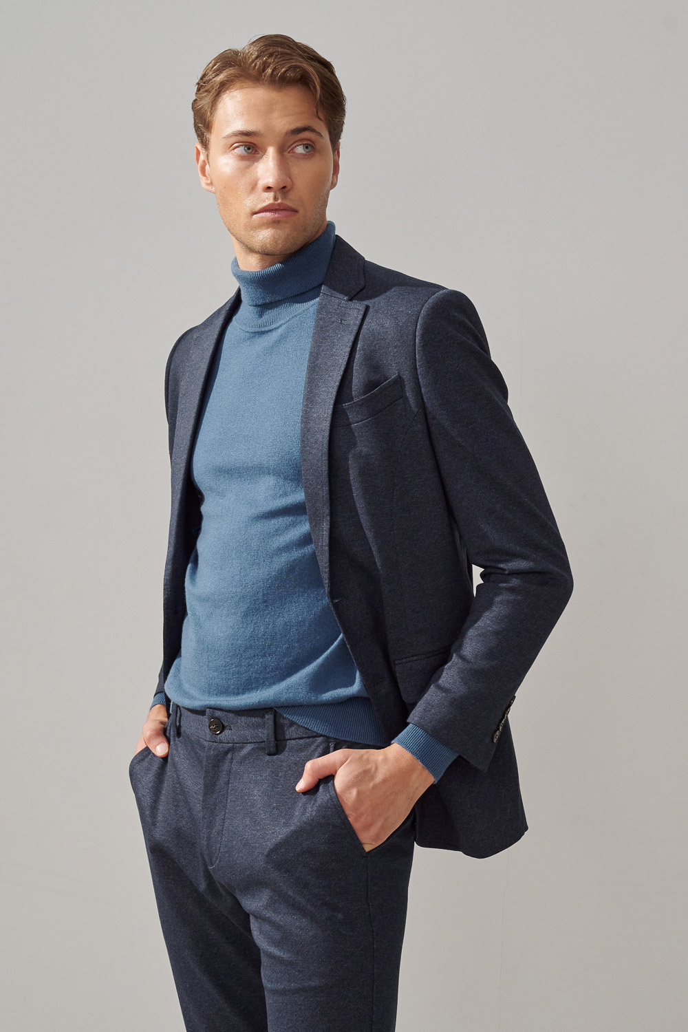 SST&C Noble Blue Turtleneck Wool Sweater | 1112309002  (Outlet)_5