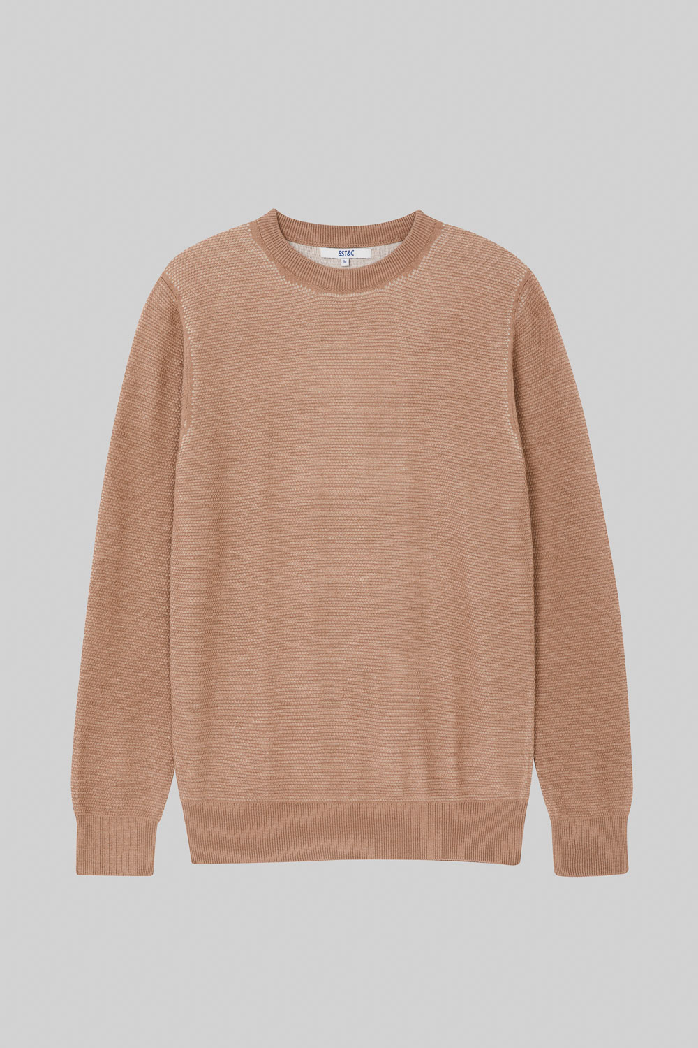 SST&C Warm Sand Color Double Textured Crew Neck Sweater | 1112309005  (Outlet)_7