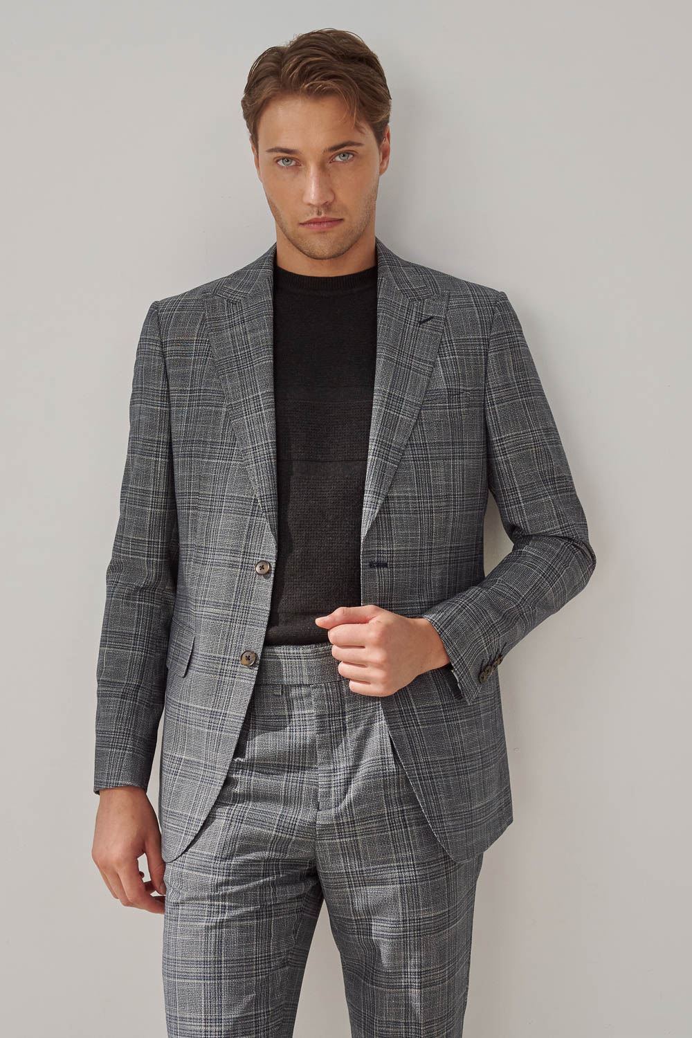 SST&C Lava Dark Gray Horizontal Textured Sweater | 1112309008  (Outlet)_4
