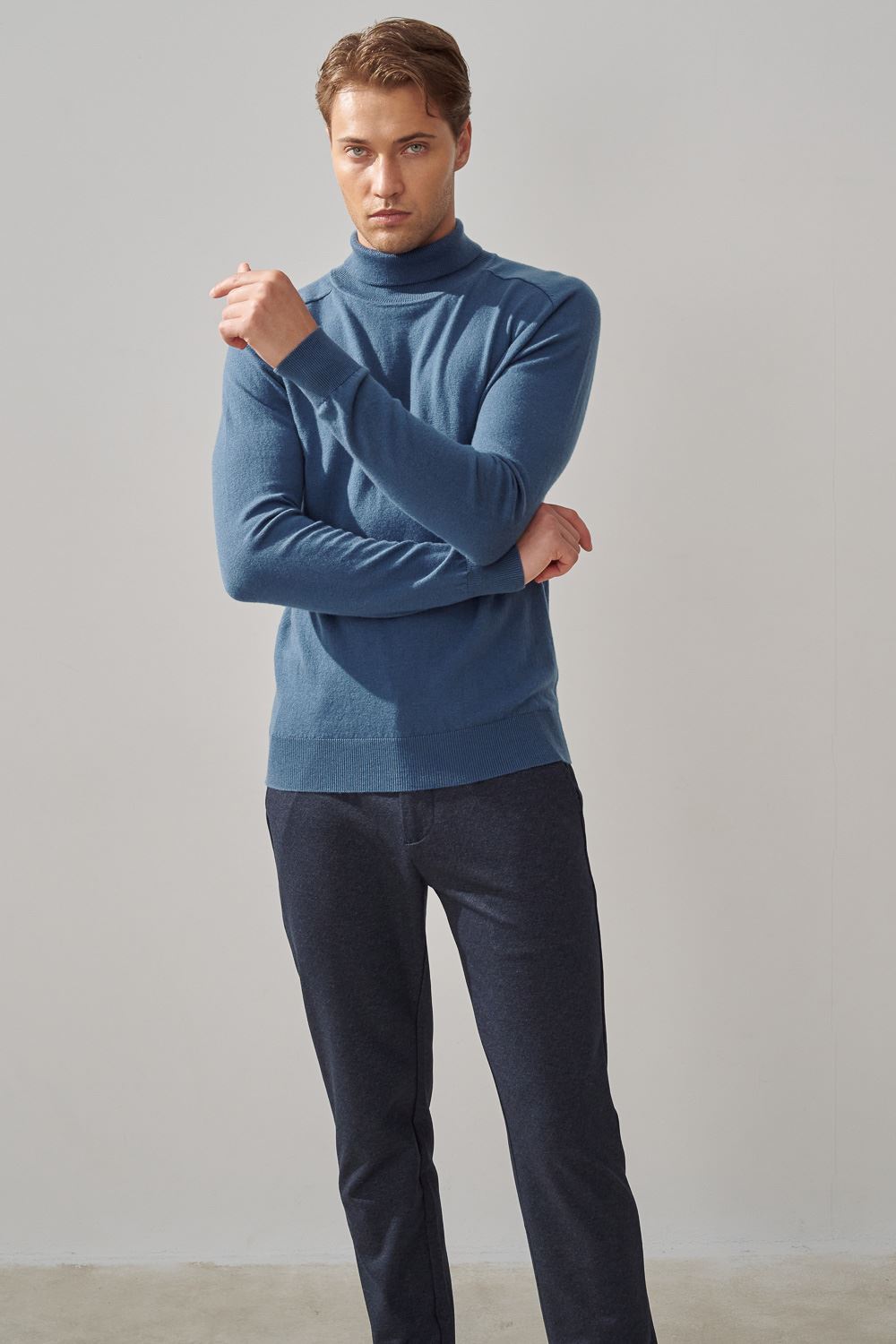 SST&C Navy Twill Stretch Comfort Slim Fit Casual Trousers | 1212309003  (Outlet)_2