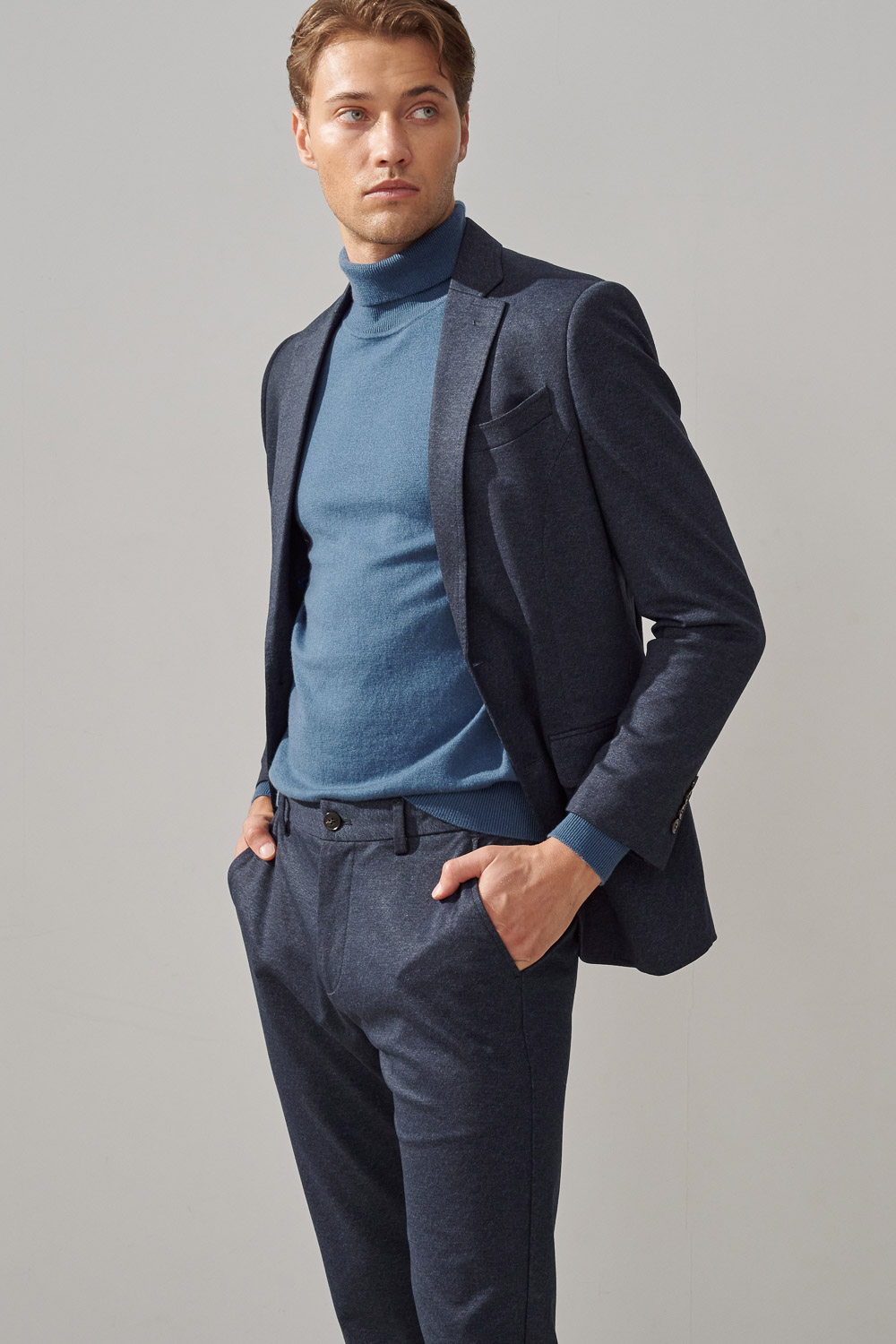SST&C Navy Twill Stretch Comfort Slim Fit Casual Trousers | 1212309003  (Outlet)_6