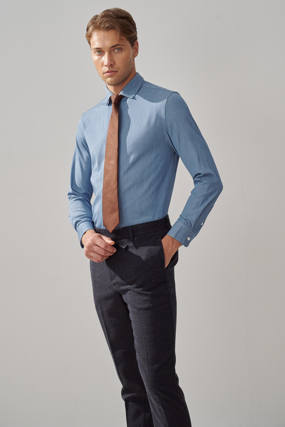 SST&C Navy Dot Pleated Slim Fit Casual Trousers | 1212309005  (Outlet)_2