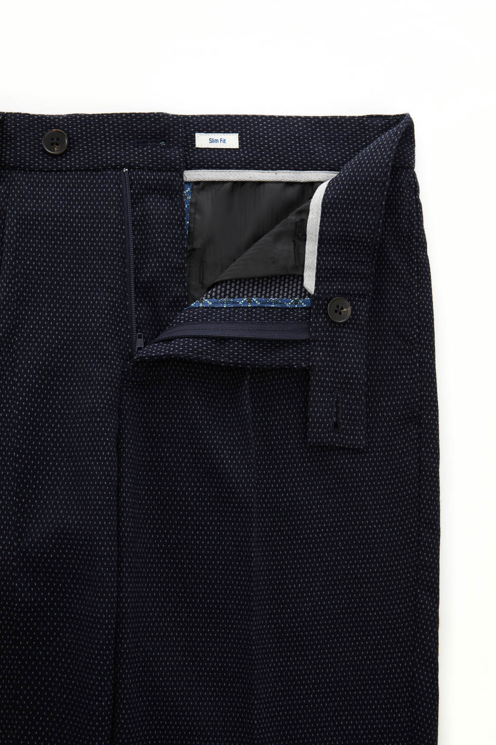 SST&C Navy Dot Pleated Slim Fit Casual Trousers | 1212309005  (Outlet)_5