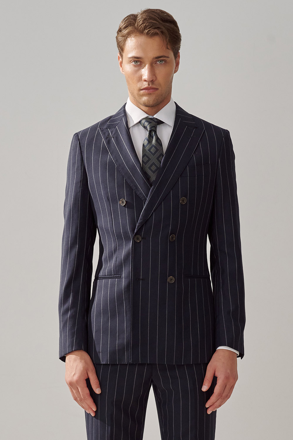 SST&C #Milan Series  Navy Striped Pattern Slim Fit Suit Jacket | 0112309002  (Outlet)_0