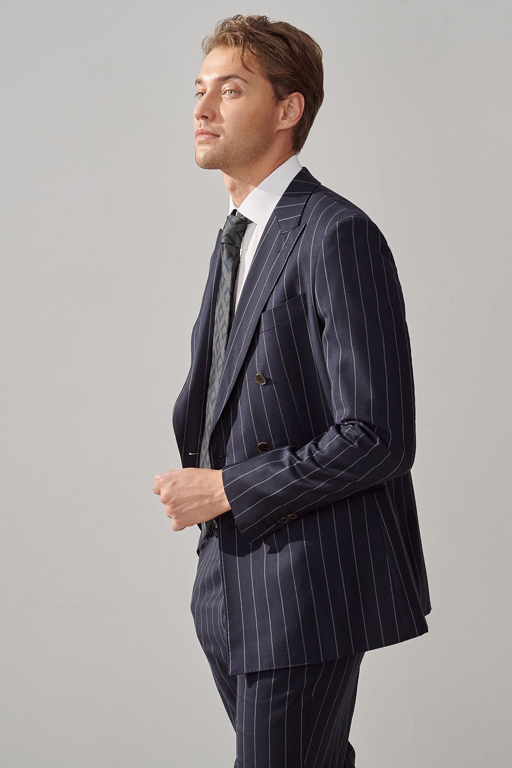 SST&C #Milan Series  Navy Striped Pattern Slim Fit Suit Jacket | 0112309002  (Outlet)_1