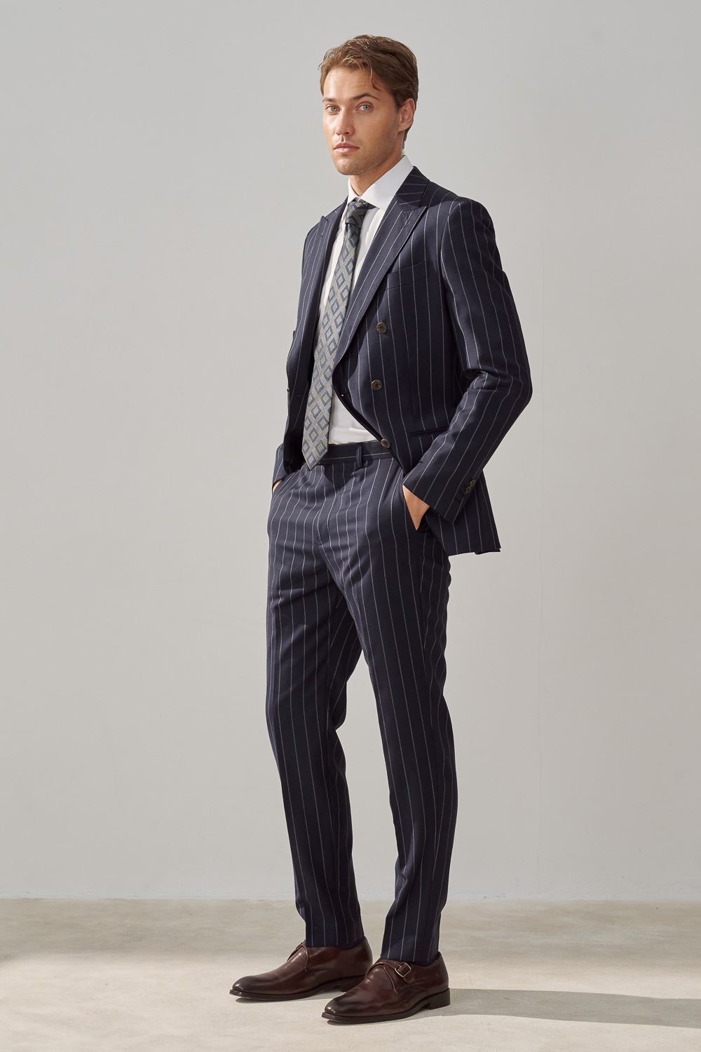 SST&C #Milan Series  Navy Striped Pattern Slim Fit Suit Jacket | 0112309002  (Outlet)_4