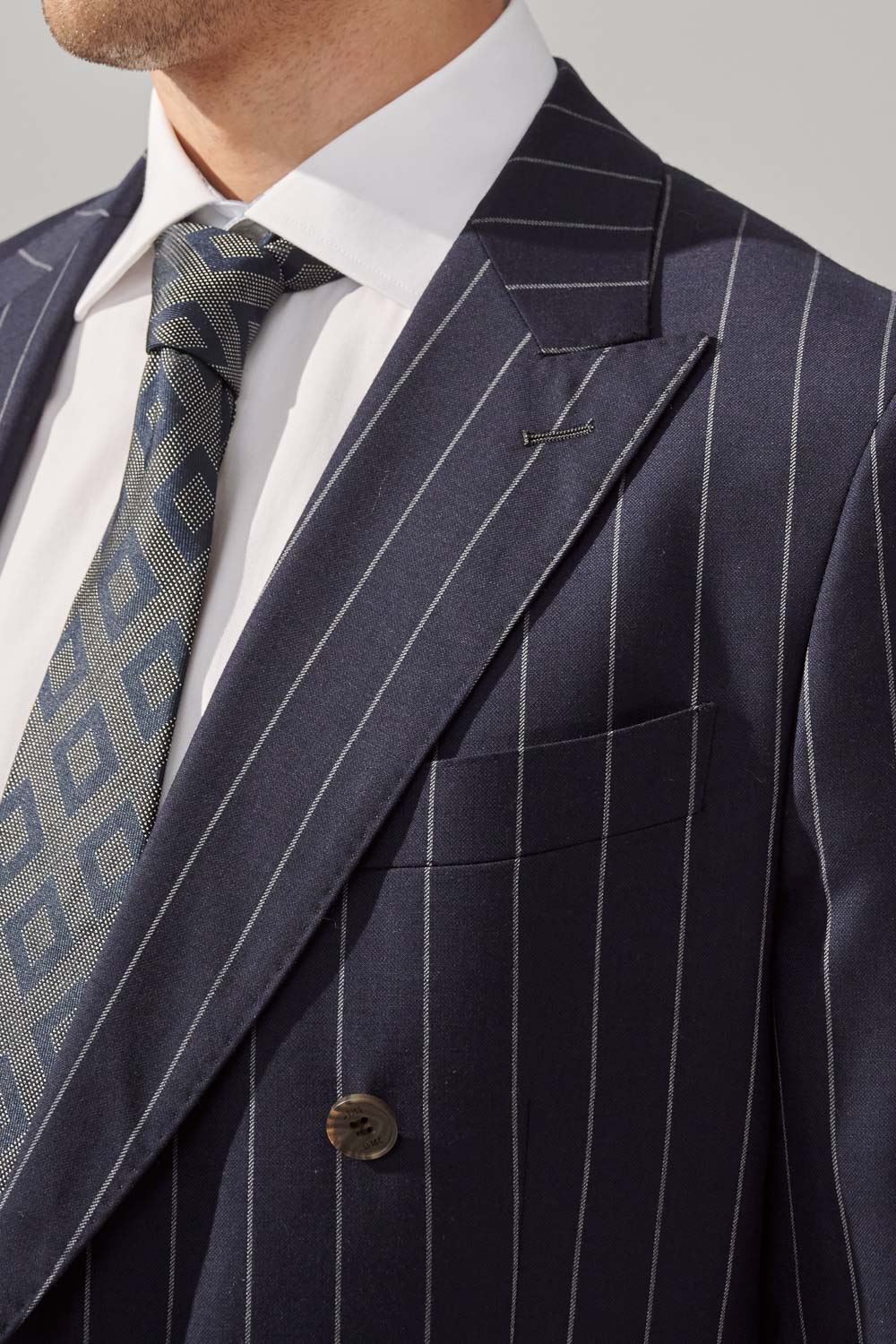 SST&C #Milan Series  Navy Striped Pattern Slim Fit Suit Jacket | 0112309002  (Outlet)_6
