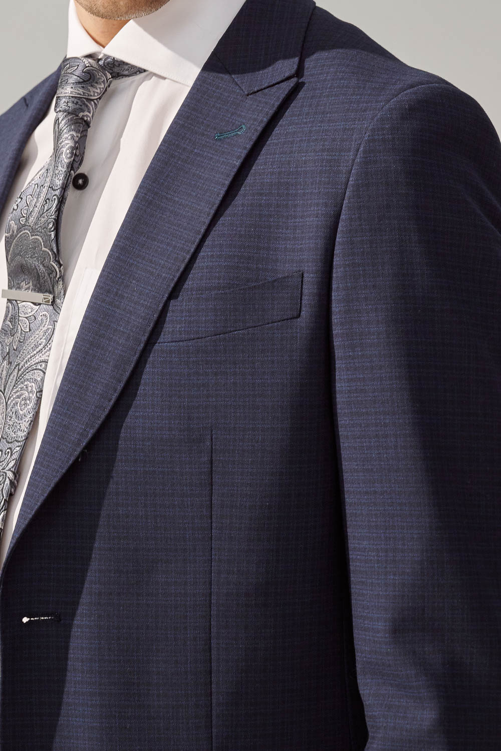 SST&C Navy Check Machine Washable Tailor Fit Suit Jacket | 0112309004  (Outlet)_6