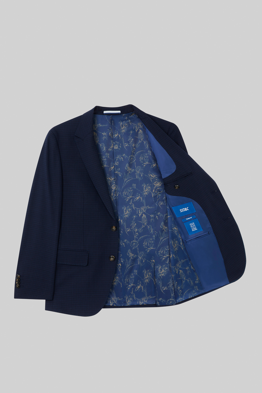SST&C Navy Check Machine Washable Tailor Fit Suit Jacket | 0112309004  (Outlet)_8