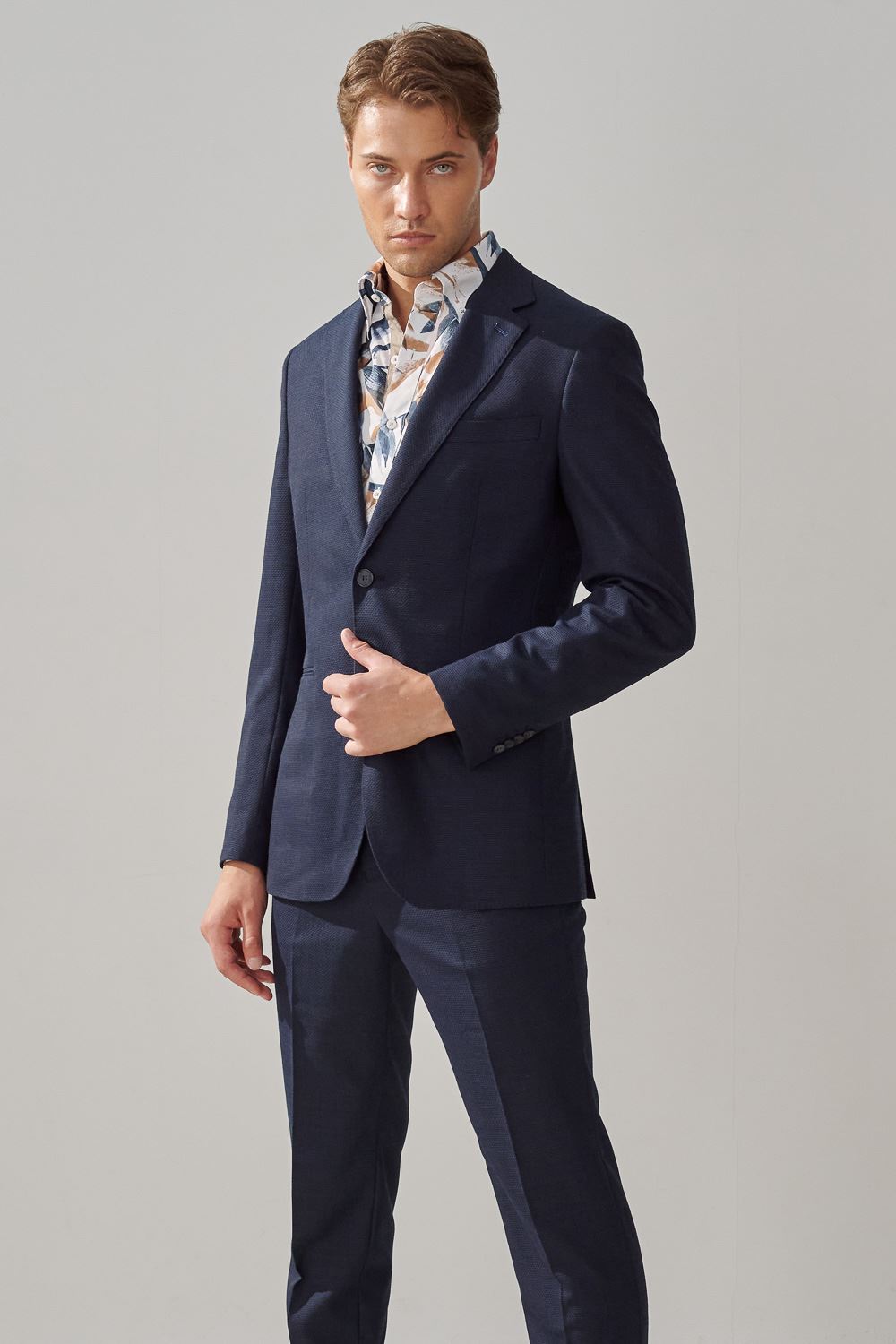 SST&C Navy Textured Machine Washable Slim Fit Suit Jacket | 0112309006  (Outlet)_2