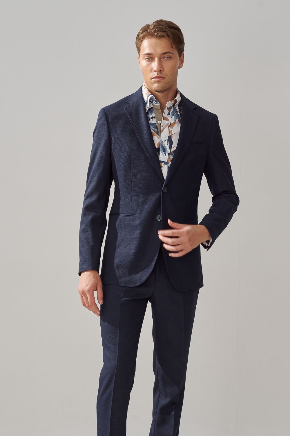 SST&C Navy Textured Machine Washable Slim Fit Suit Jacket | 0112309006  (Outlet)_4