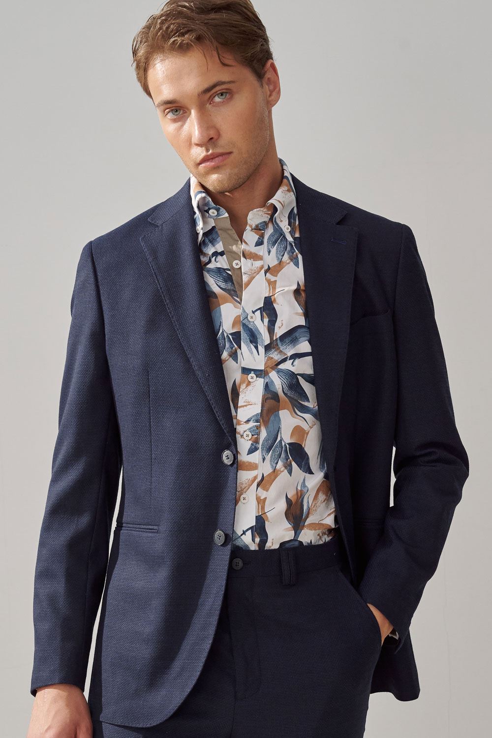 SST&C Navy Textured Machine Washable Slim Fit Suit Jacket | 0112309006  (Outlet)_5
