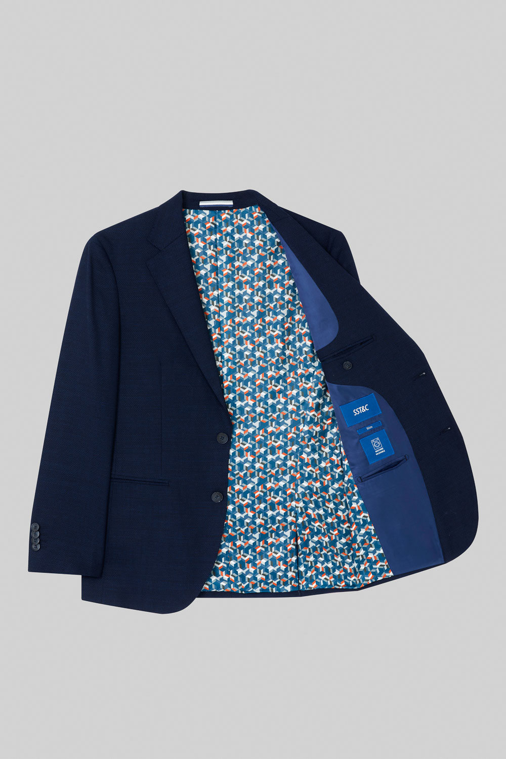 SST&C Navy Textured Machine Washable Slim Fit Suit Jacket | 0112309006  (Outlet)_7