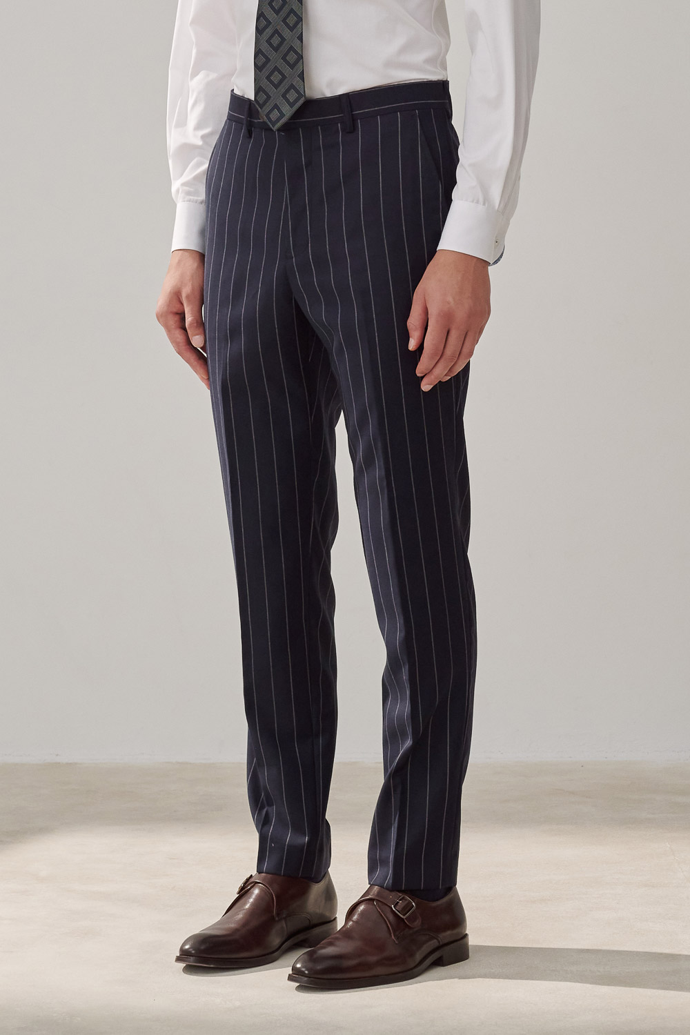 SST&C #Milan Series  Navy Striped Pattern Slim Fit Suit Trousers | 0212309002  (Outlet)_1
