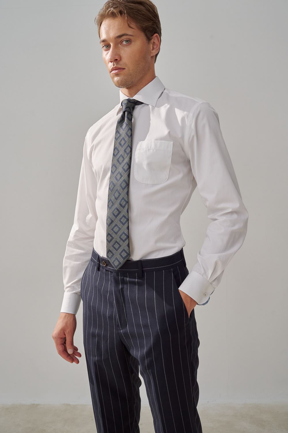 SST&C #Milan Series  Navy Striped Pattern Slim Fit Suit Trousers | 0212309002  (Outlet)_2