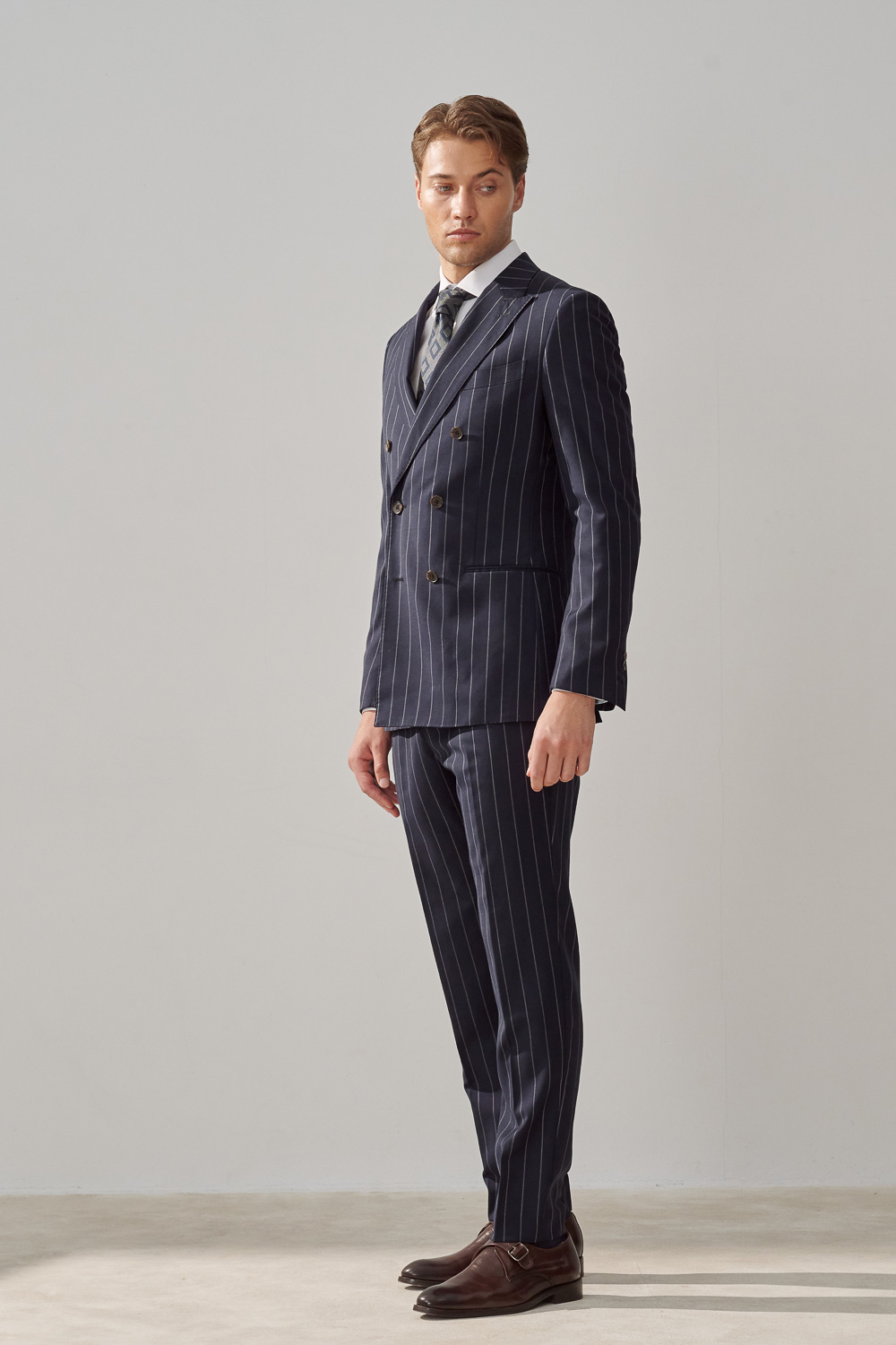 SST&C #Milan Series  Navy Striped Pattern Slim Fit Suit Trousers | 0212309002  (Outlet)_5