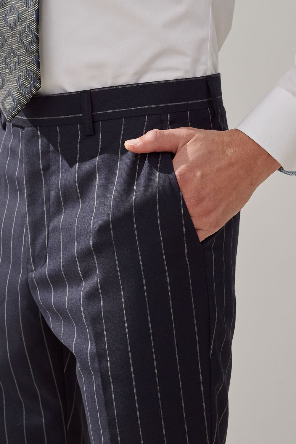 SST&C #Milan Series  Navy Striped Pattern Slim Fit Suit Trousers | 0212309002  (Outlet)_6