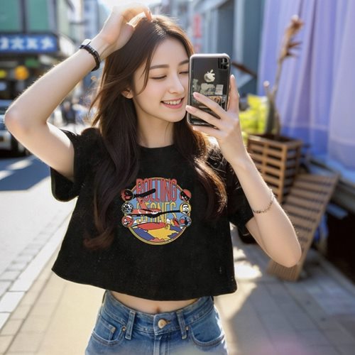 滾動的石頭復古短版TEE_0