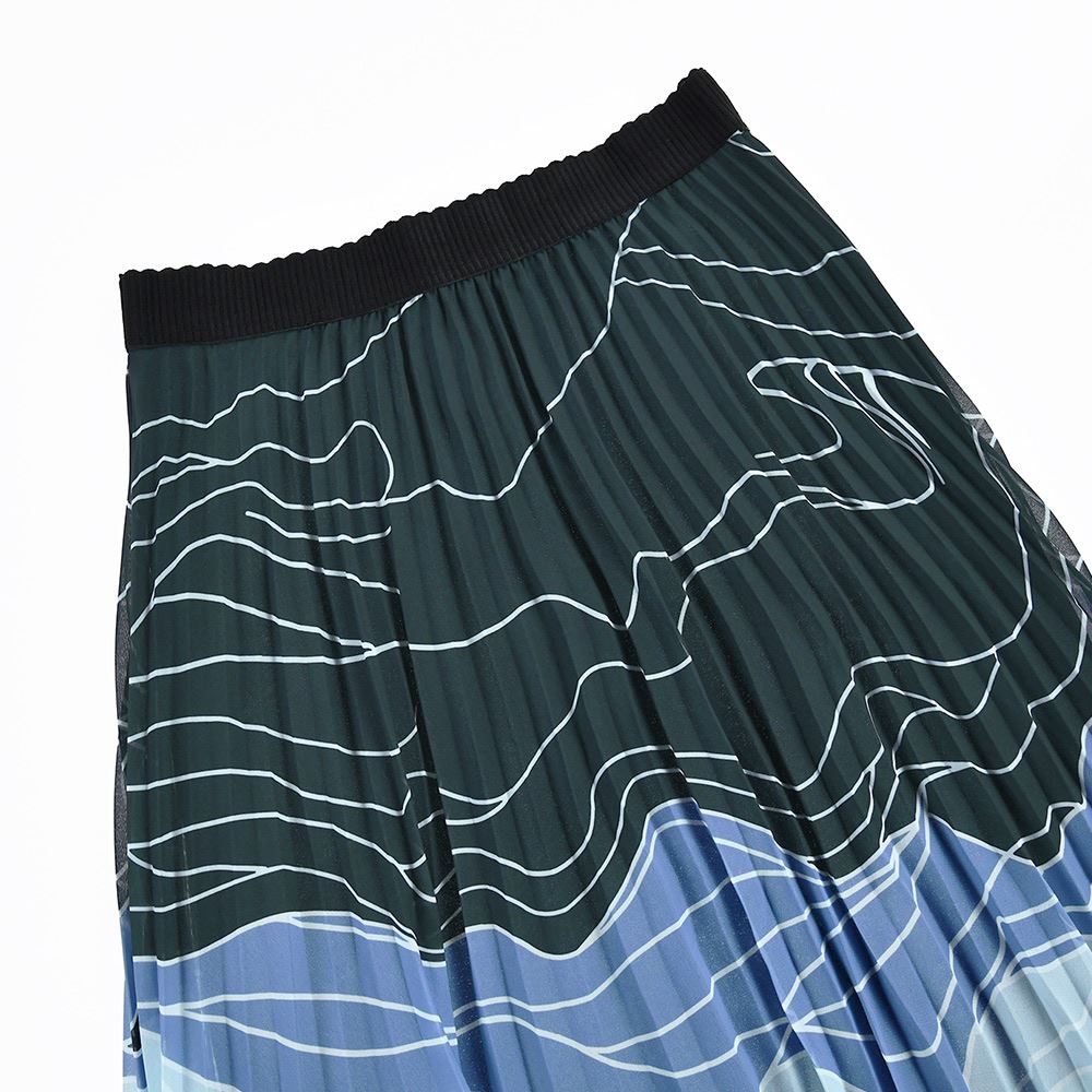 ILEY伊蕾 丘陵線條雪紡壓摺長裙(深藍色；M-XL)1233582202_1