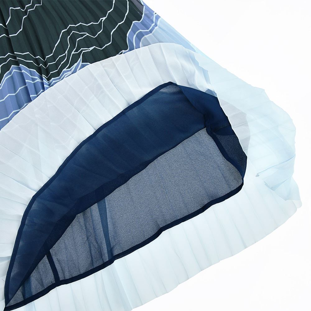 ILEY伊蕾 丘陵線條雪紡壓摺長裙(深藍色；M-XL)1233582202_2