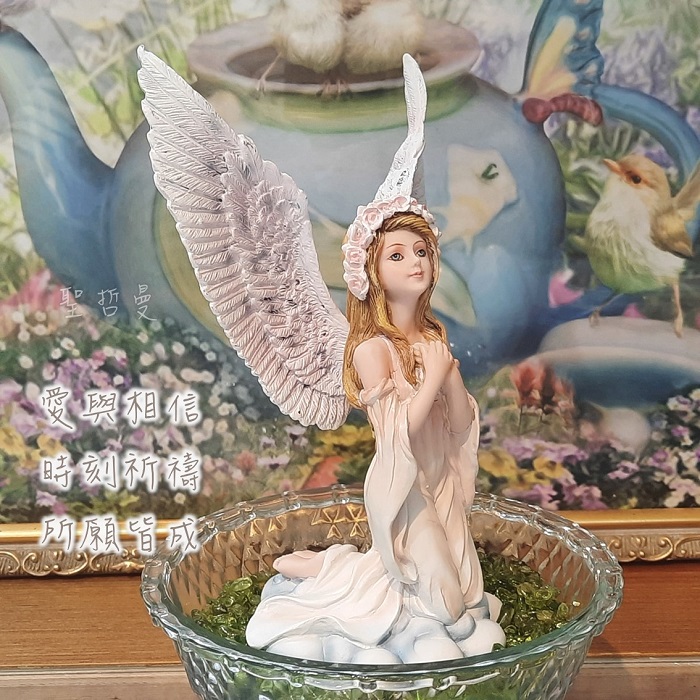 玫瑰祈願天使15.5公分高 ＊雕塑 雕像 擺飾＊祈禱天使 儀式_1