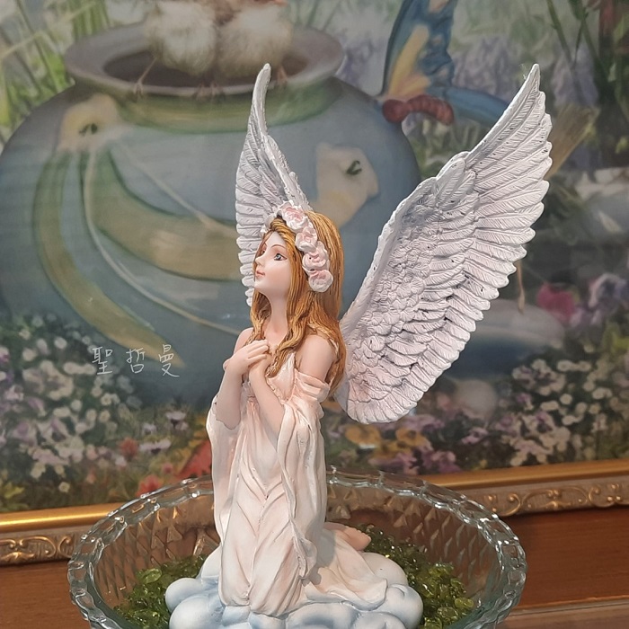 玫瑰祈願天使15.5公分高 ＊雕塑 雕像 擺飾＊祈禱天使 儀式_3