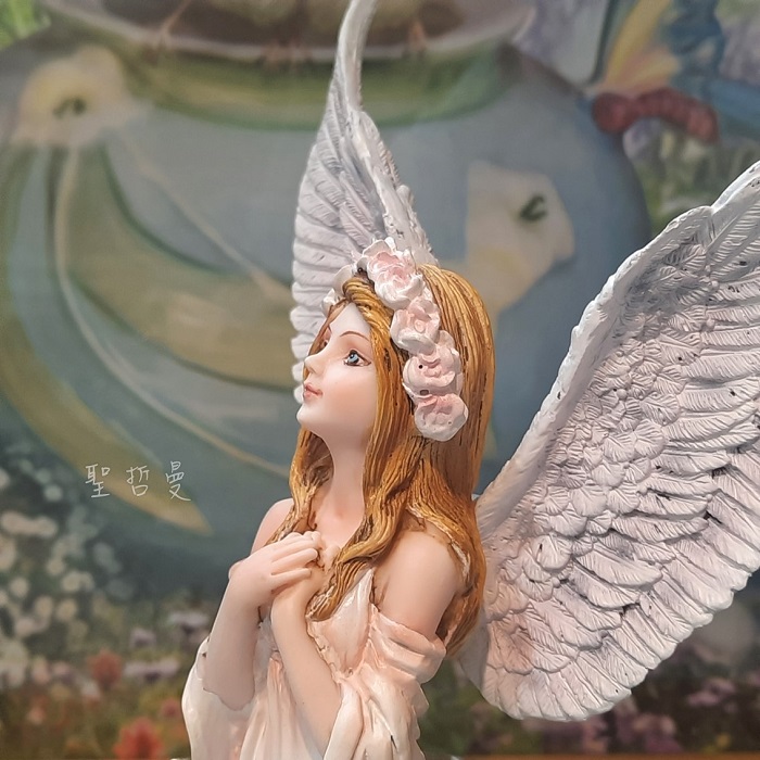 玫瑰祈願天使15.5公分高 ＊雕塑 雕像 擺飾＊祈禱天使 儀式_5