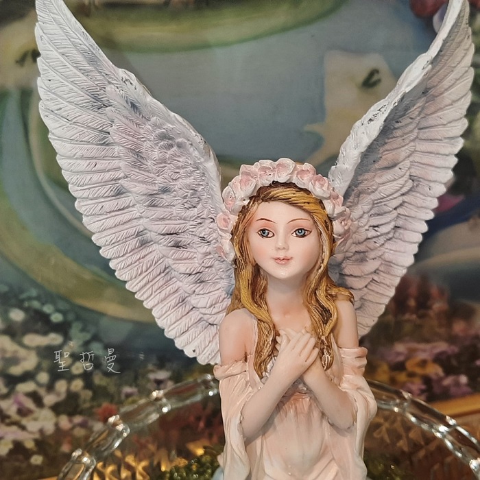 玫瑰祈願天使15.5公分高 ＊雕塑 雕像 擺飾＊祈禱天使 儀式_6