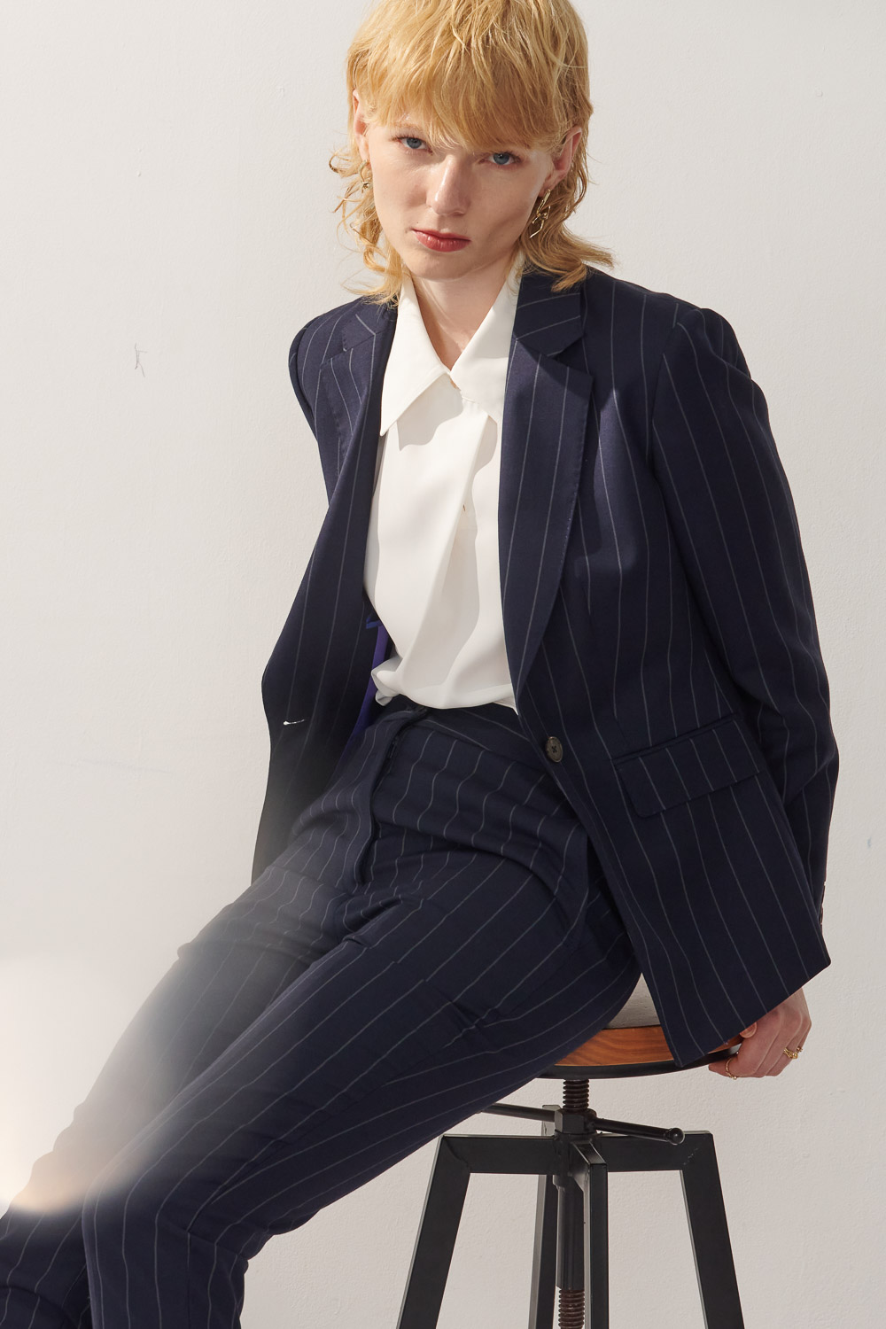 SST&C Milan Series Navy Blue Straight Stripe Suit Jacket | 7162309002  (Outlet)_0
