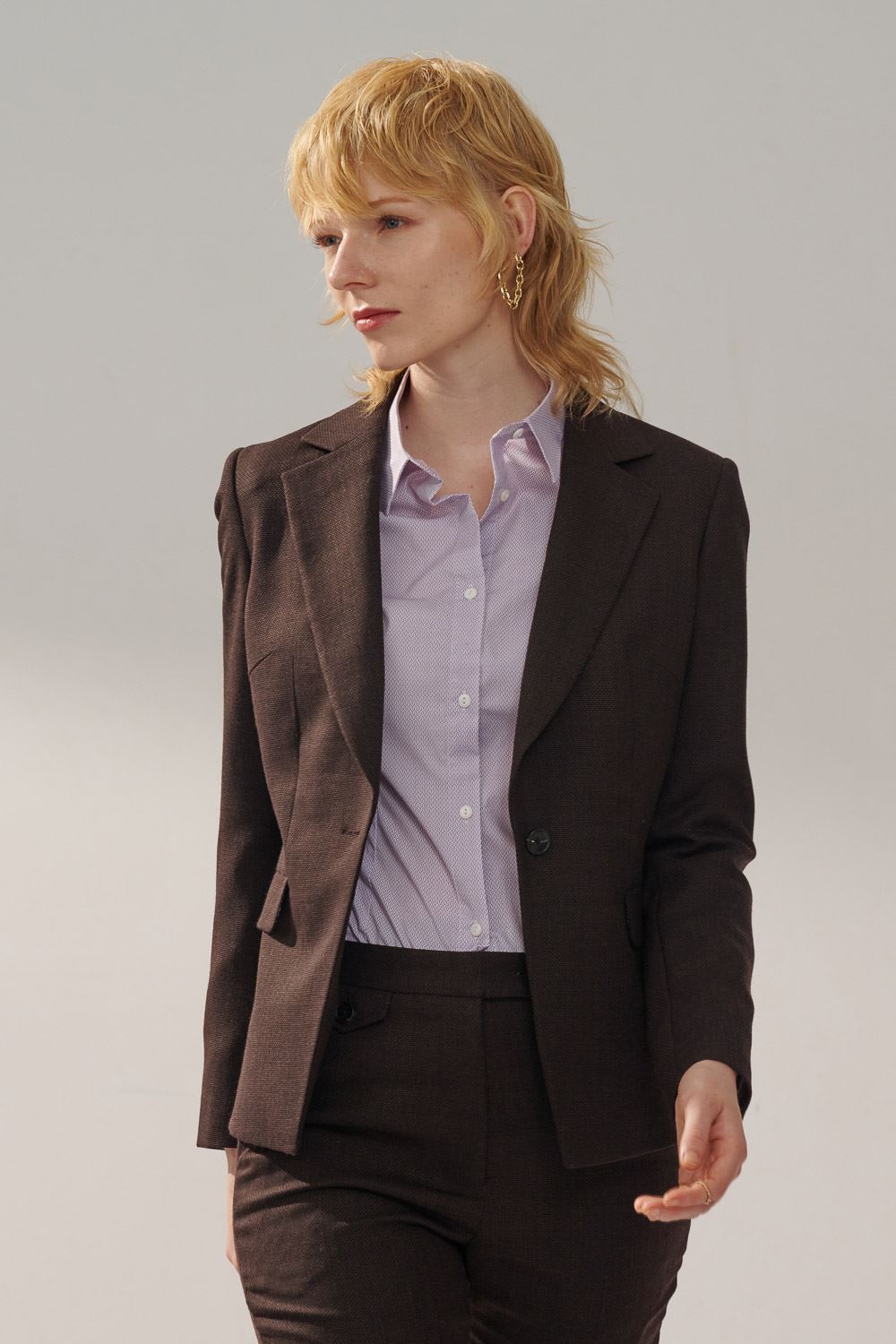 SST&C Brown Textured Machine Washable Suit Jacket | 7162309003  (Outlet)_0