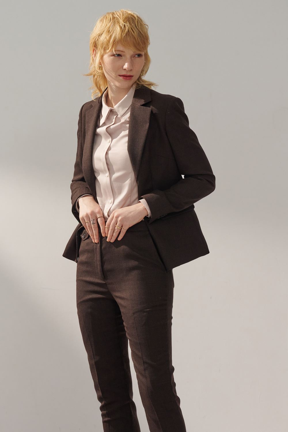 SST&C Brown Textured Machine Washable Suit Jacket | 7162309003  (Outlet)_4