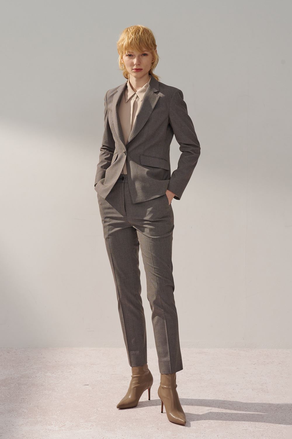 SST&C Gray Houndstooth Square Collar Suit Jacket | 7162309005  (Outlet)_3