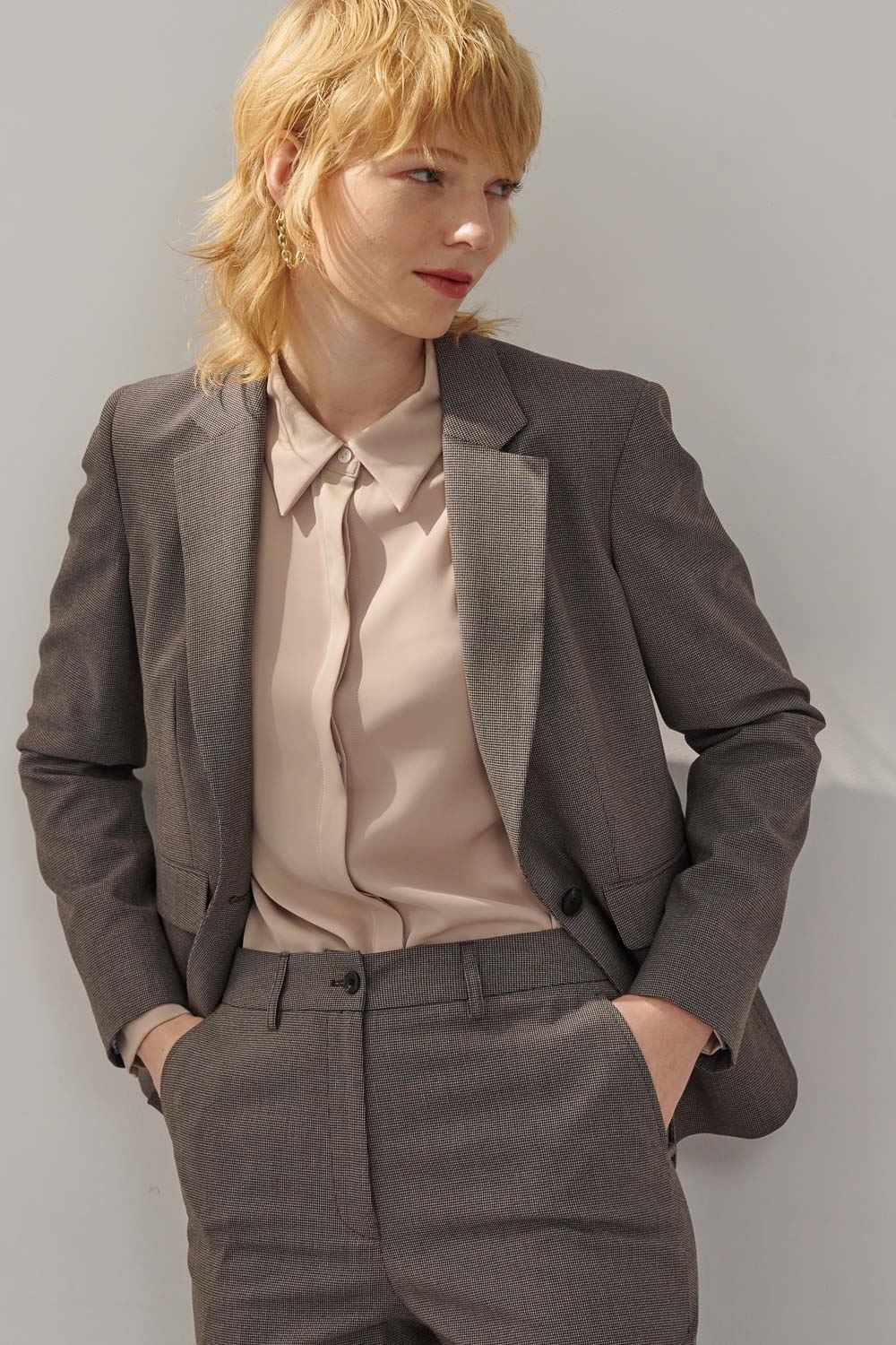 SST&C Gray Houndstooth Square Collar Suit Jacket | 7162309005  (Outlet)_5