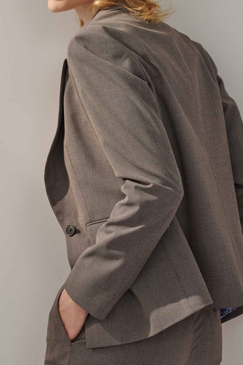 SST&C Gray Houndstooth Square Collar Suit Jacket | 7162309005  (Outlet)_6