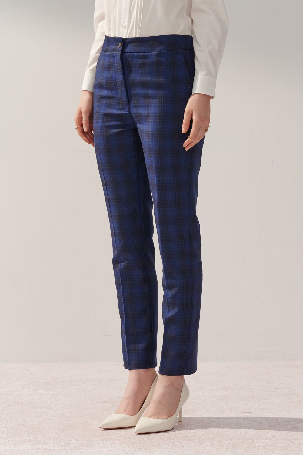 SST&C Milan Series Navy Blue Check Pattern Suit Trousers | 7262309001  (Outlet)_1