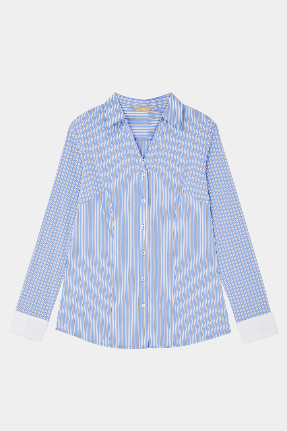 SST&C 經典藍直條紋金屬袖釦修身襯衫 | 7562309002 (outlet)_9