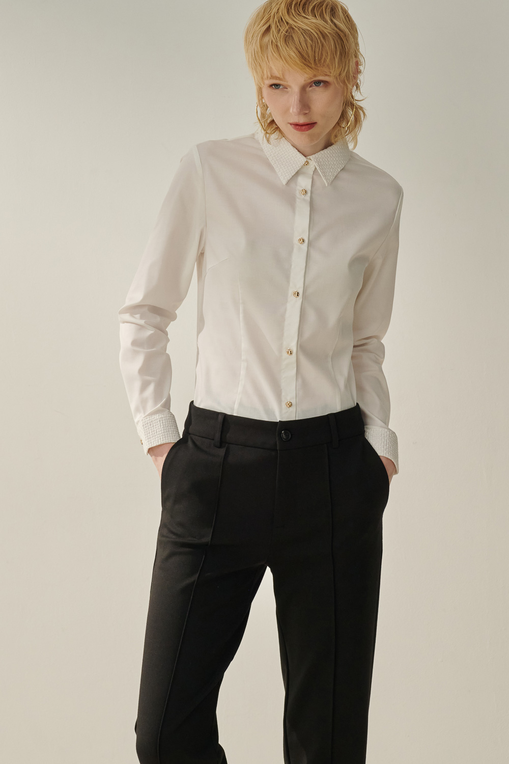 SST&C White Jacquard Slim Fit Shirt | 7562309003  (Outlet)_4