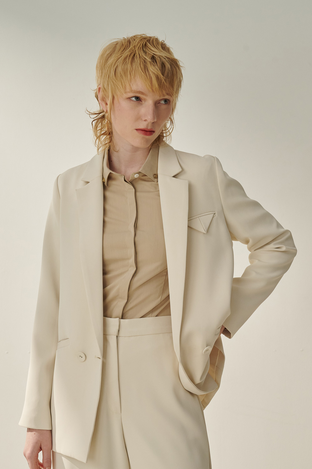 SST&C Cream White Wide Fit Suit Jacket | 8162309001  (Outlet)_0