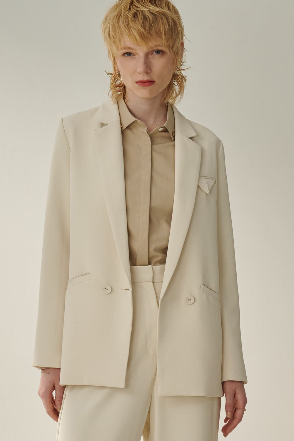 SST&C Cream White Wide Fit Suit Jacket | 8162309001  (Outlet)_1