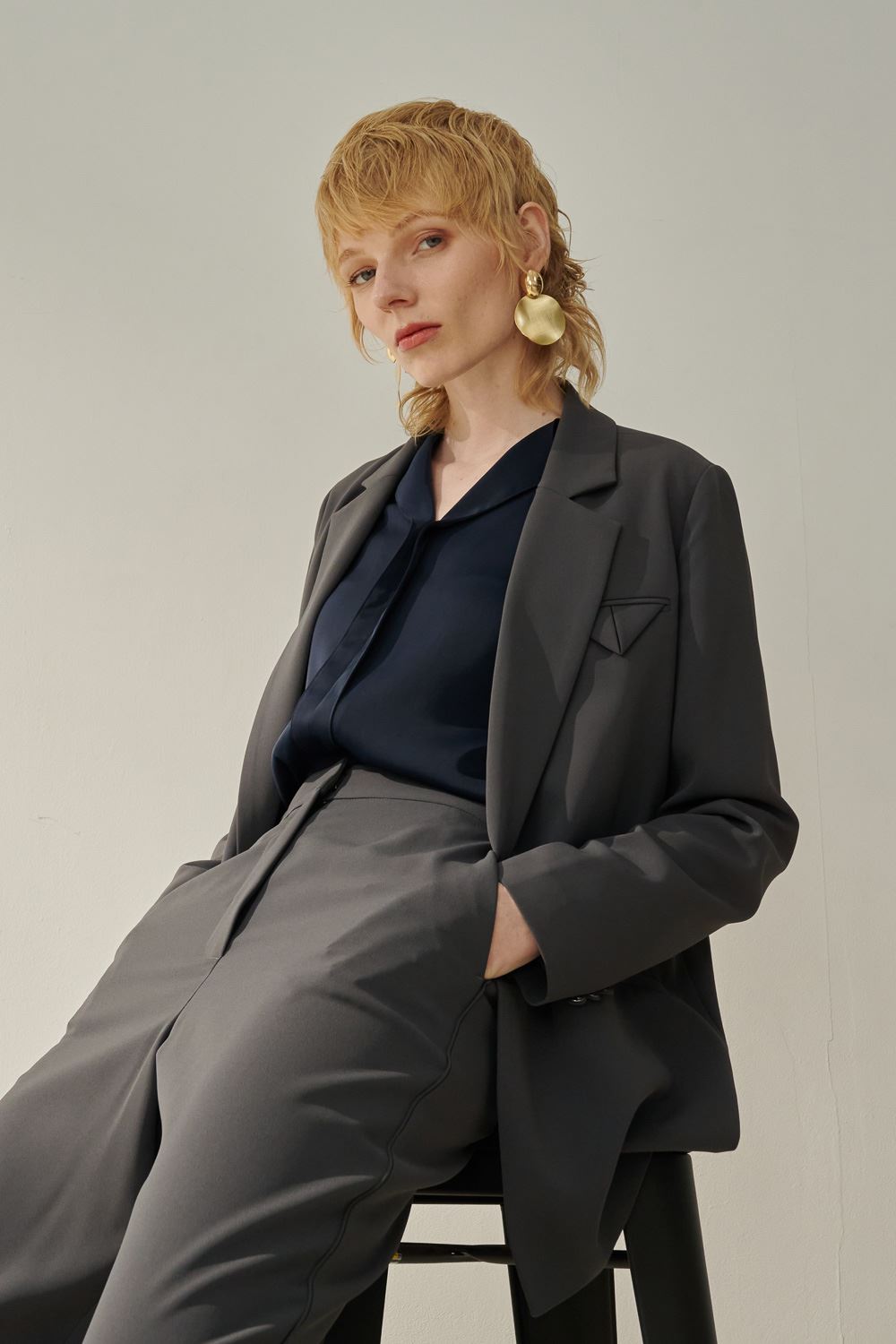 SST&C Dark Gray Wide Suit Jacket | 8162309002  (Outlet)_0