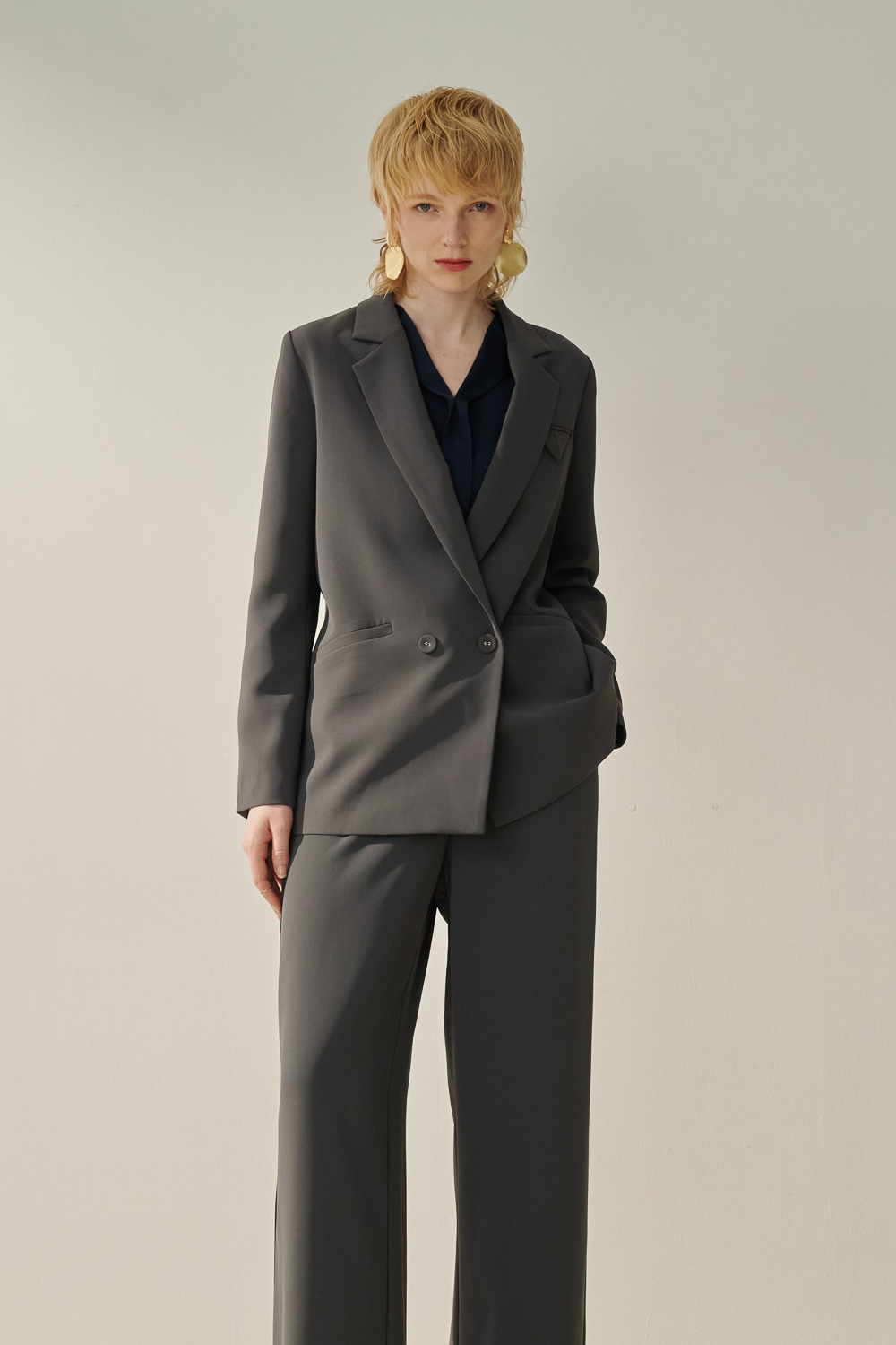 SST&C Dark Gray Wide Suit Jacket | 8162309002  (Outlet)_4