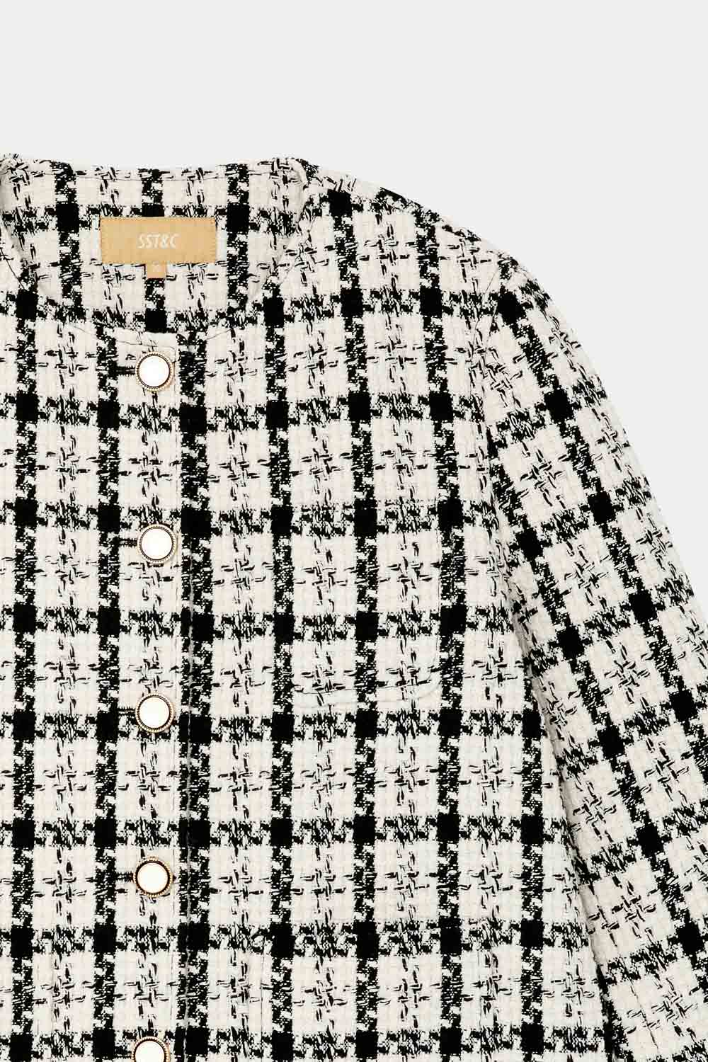 SST&C Black and White Checkered Short Jacket | 8162309003  (Outlet)_5