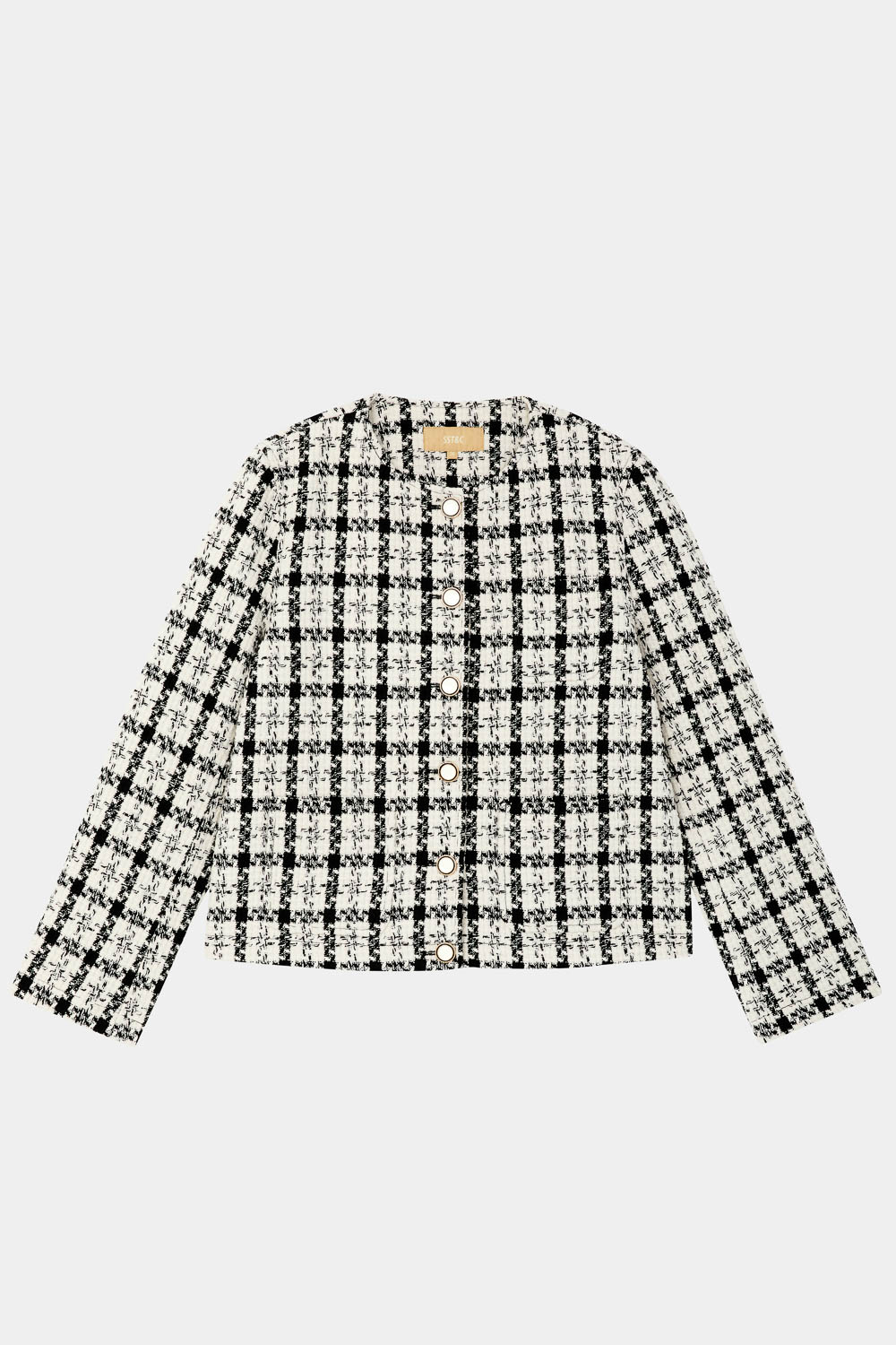 SST&C Black and White Checkered Short Jacket | 8162309003  (Outlet)_8