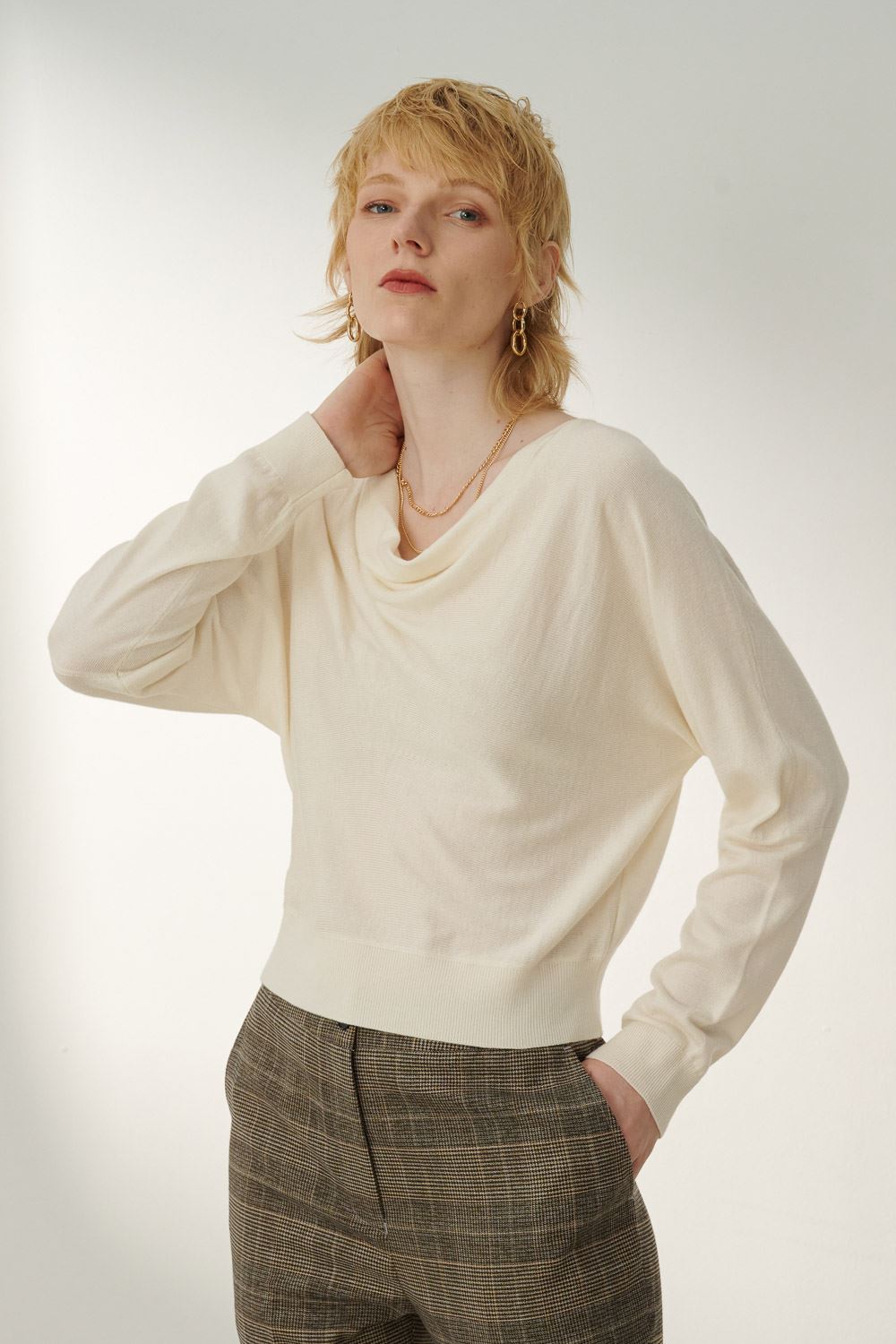 SST&C White Drop Collar Wool Sweater | 8662309001  (Outlet)_0