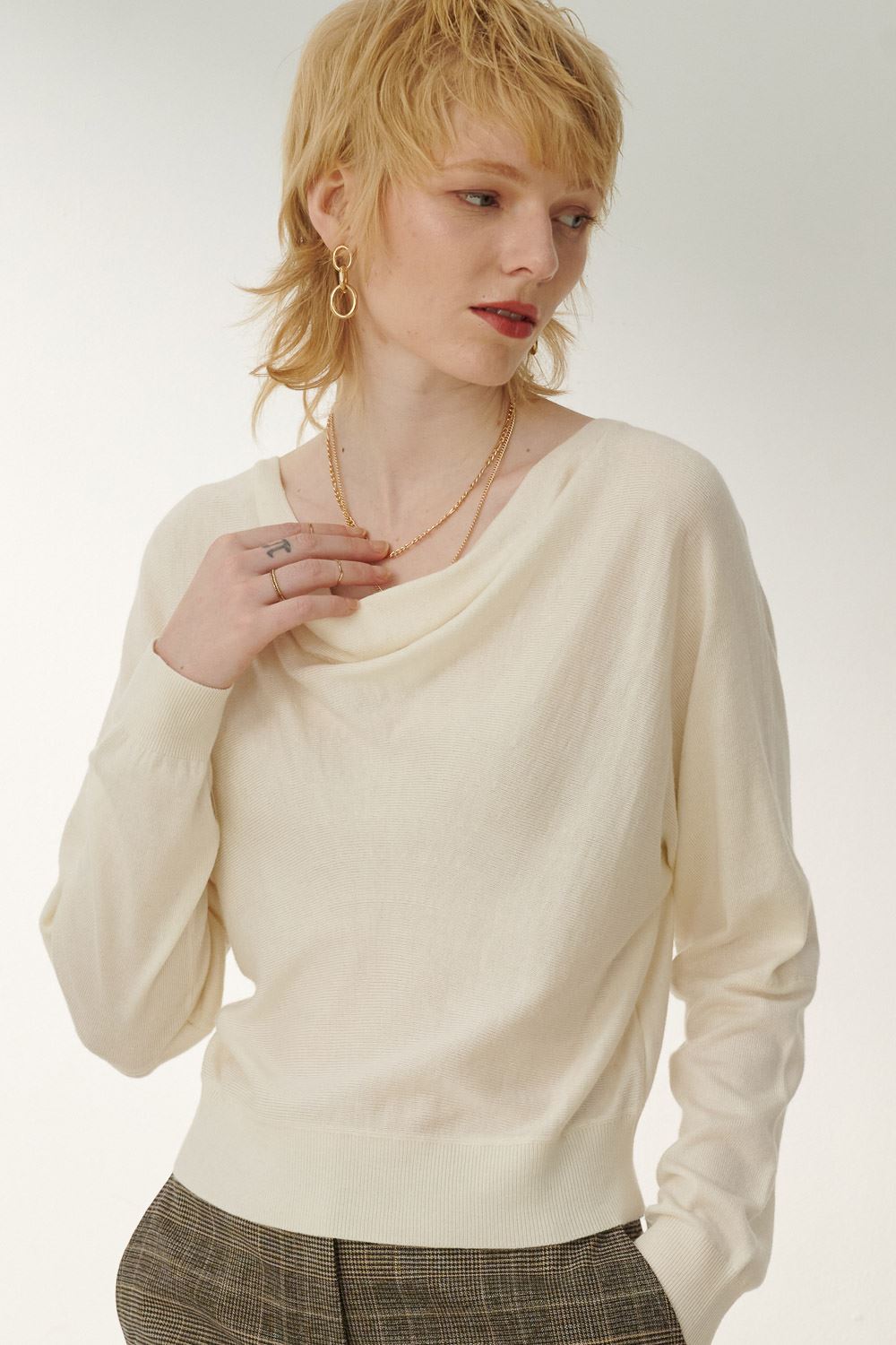 SST&C White Drop Collar Wool Sweater | 8662309001  (Outlet)_1