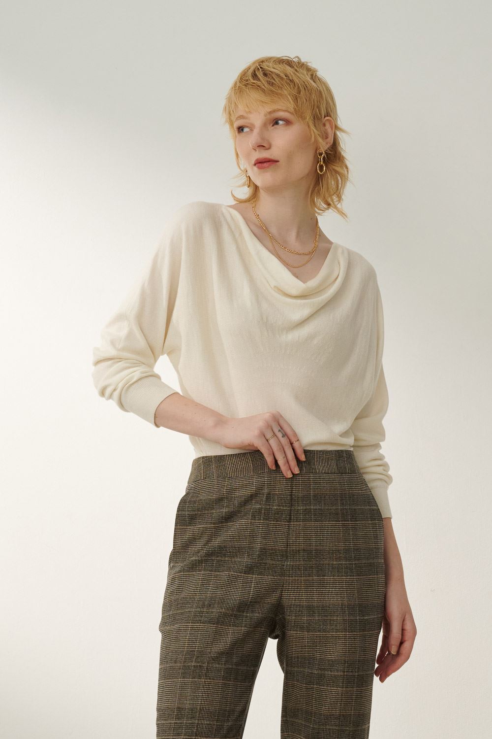 SST&C White Drop Collar Wool Sweater | 8662309001  (Outlet)_2