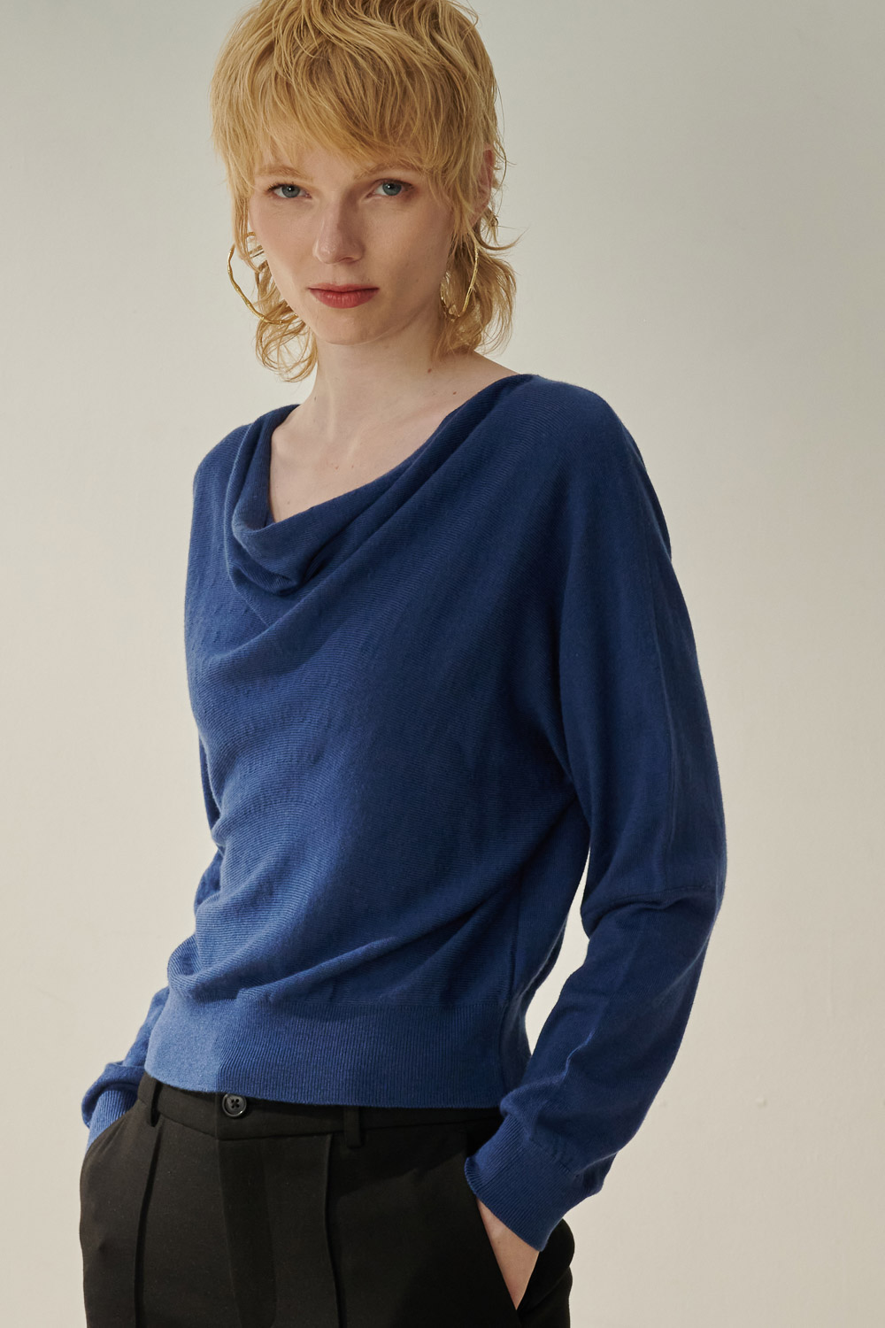 SST&C Mineral Blue Dropped Collar Sweater | 8662309002  (Outlet)_1