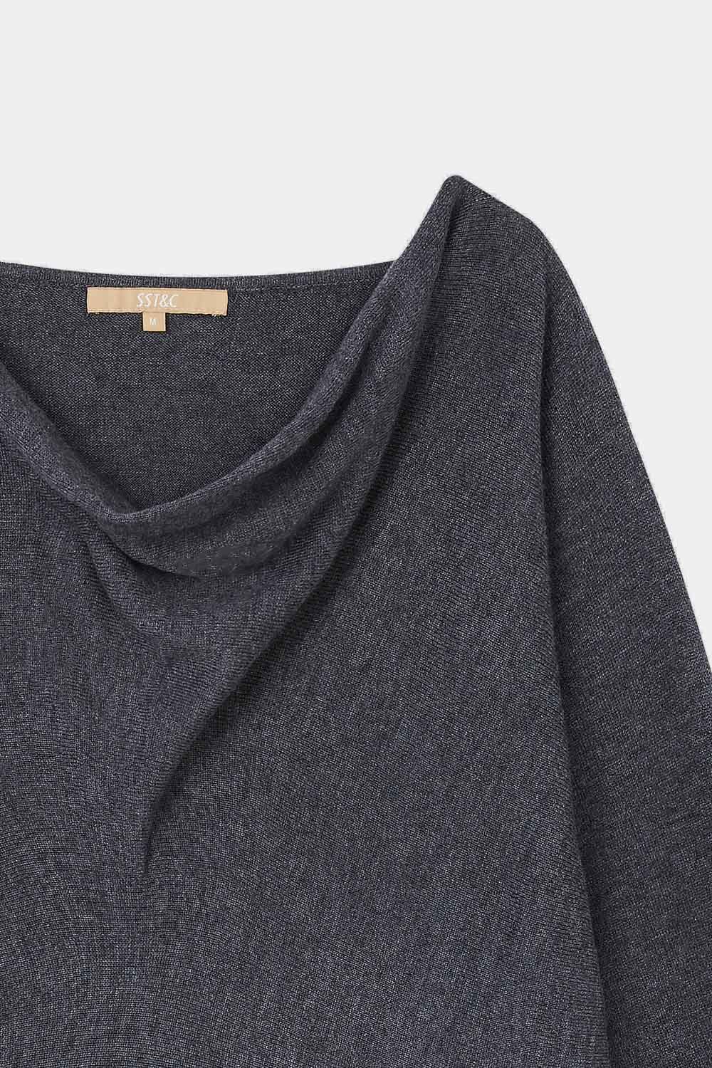 SST&C Dark Gray Drop Collar Sweater | 8662309003  (Outlet)_6