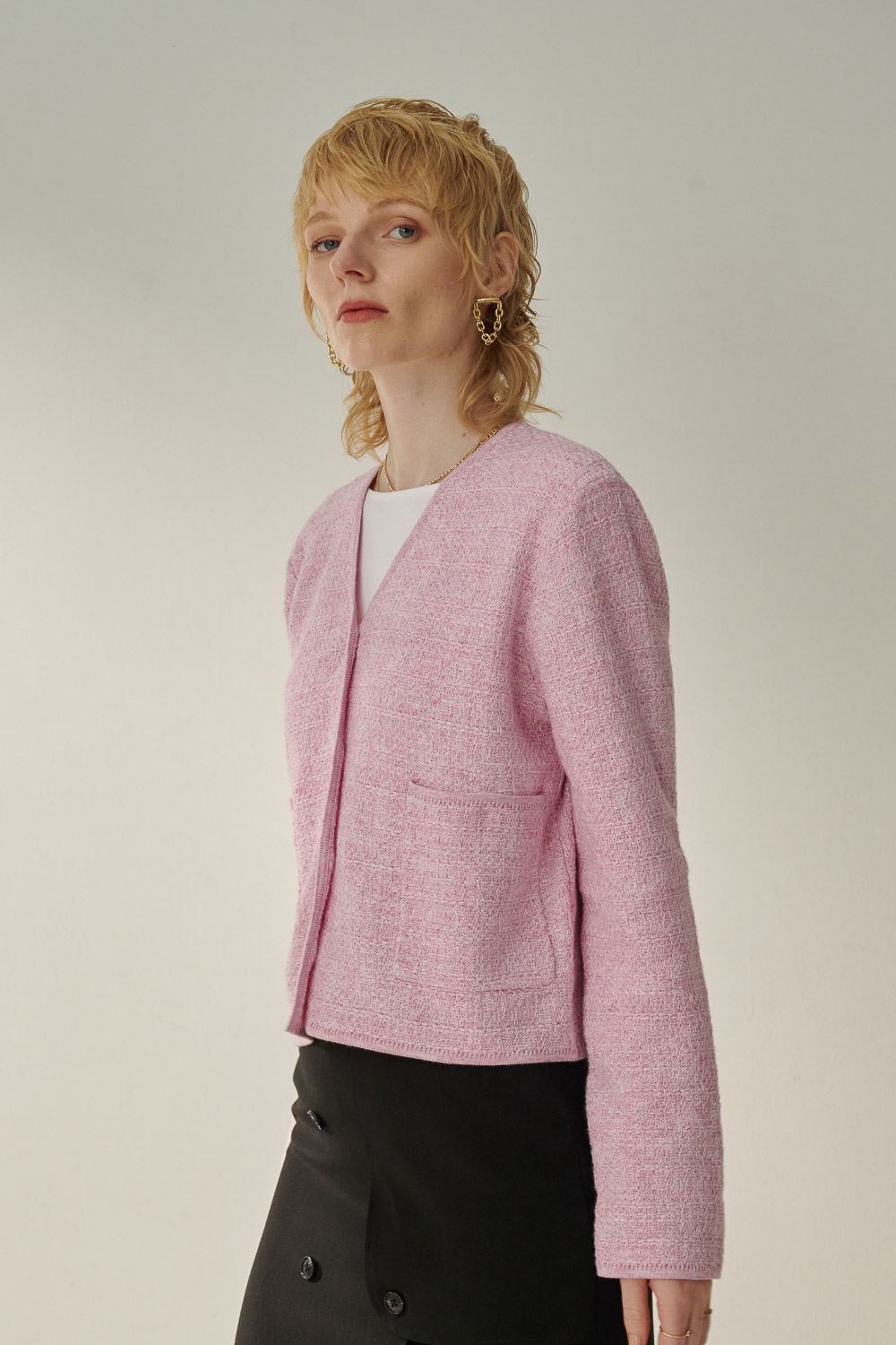 SST&C Cherry Blossom Pink Tweed Cardigan | 8662309004  (Outlet)_0