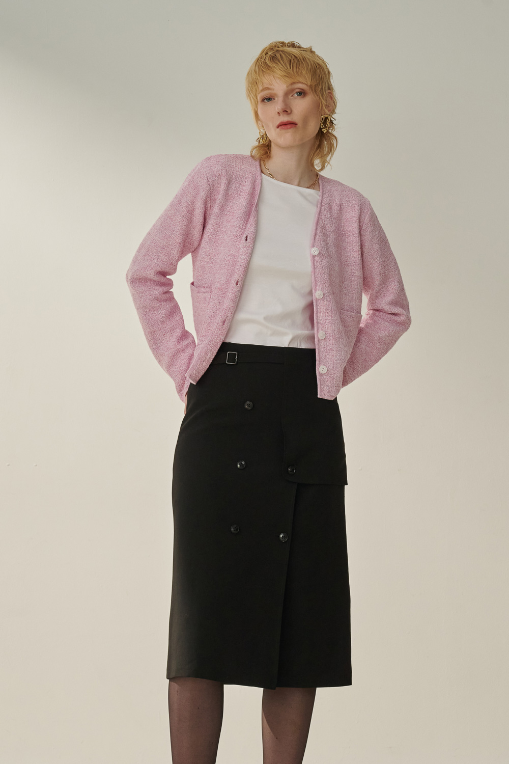SST&C Cherry Blossom Pink Tweed Cardigan | 8662309004  (Outlet)_2